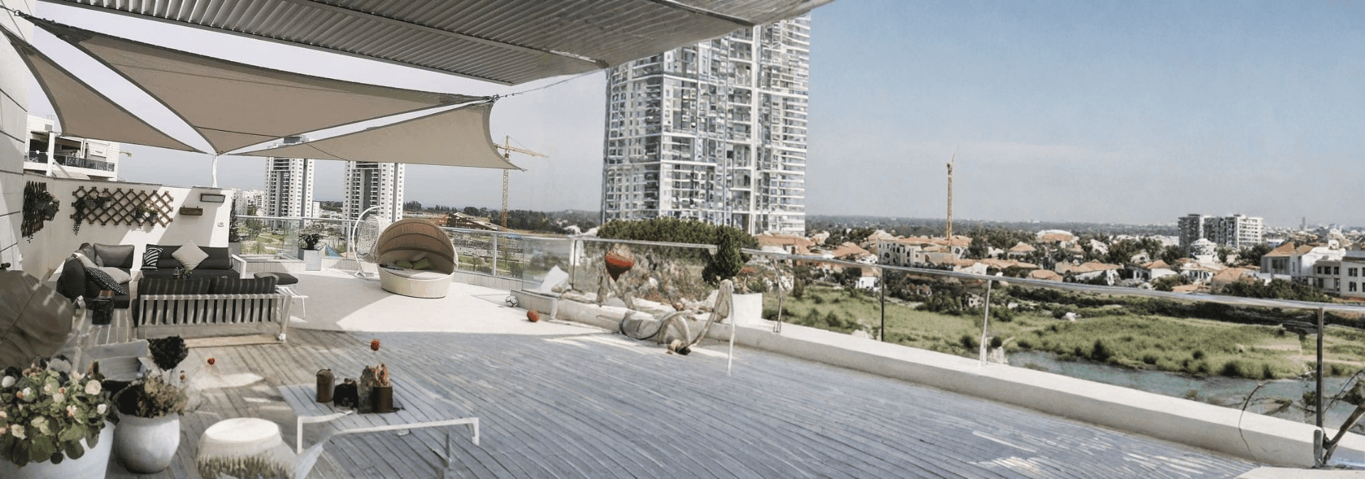 הצללה לגג פנטהאוז - אולינטק פתרונות הצללה