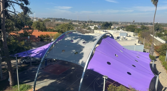 הצללה דגם קשתות למגרש ספורט קטרגל